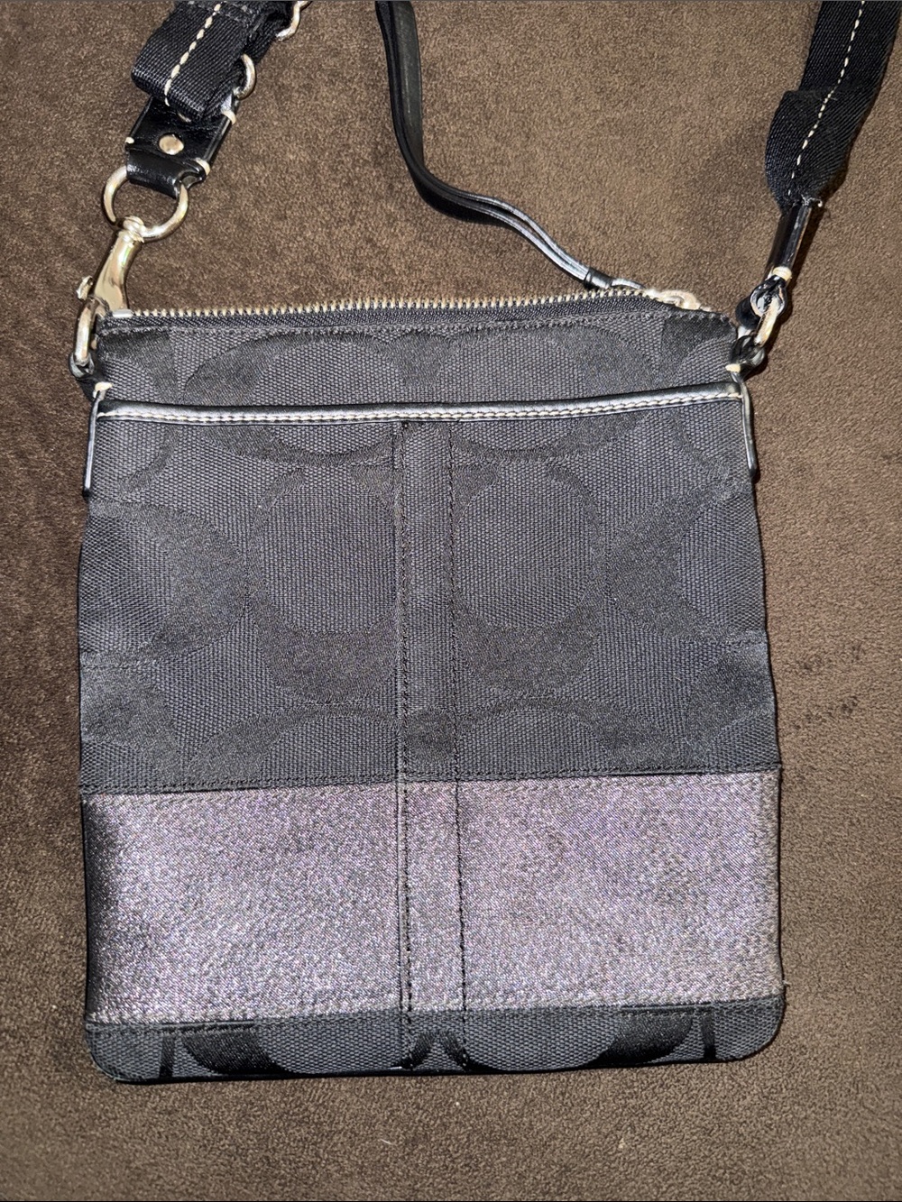 Coach Black Crossbody with Iridescent Stripe
